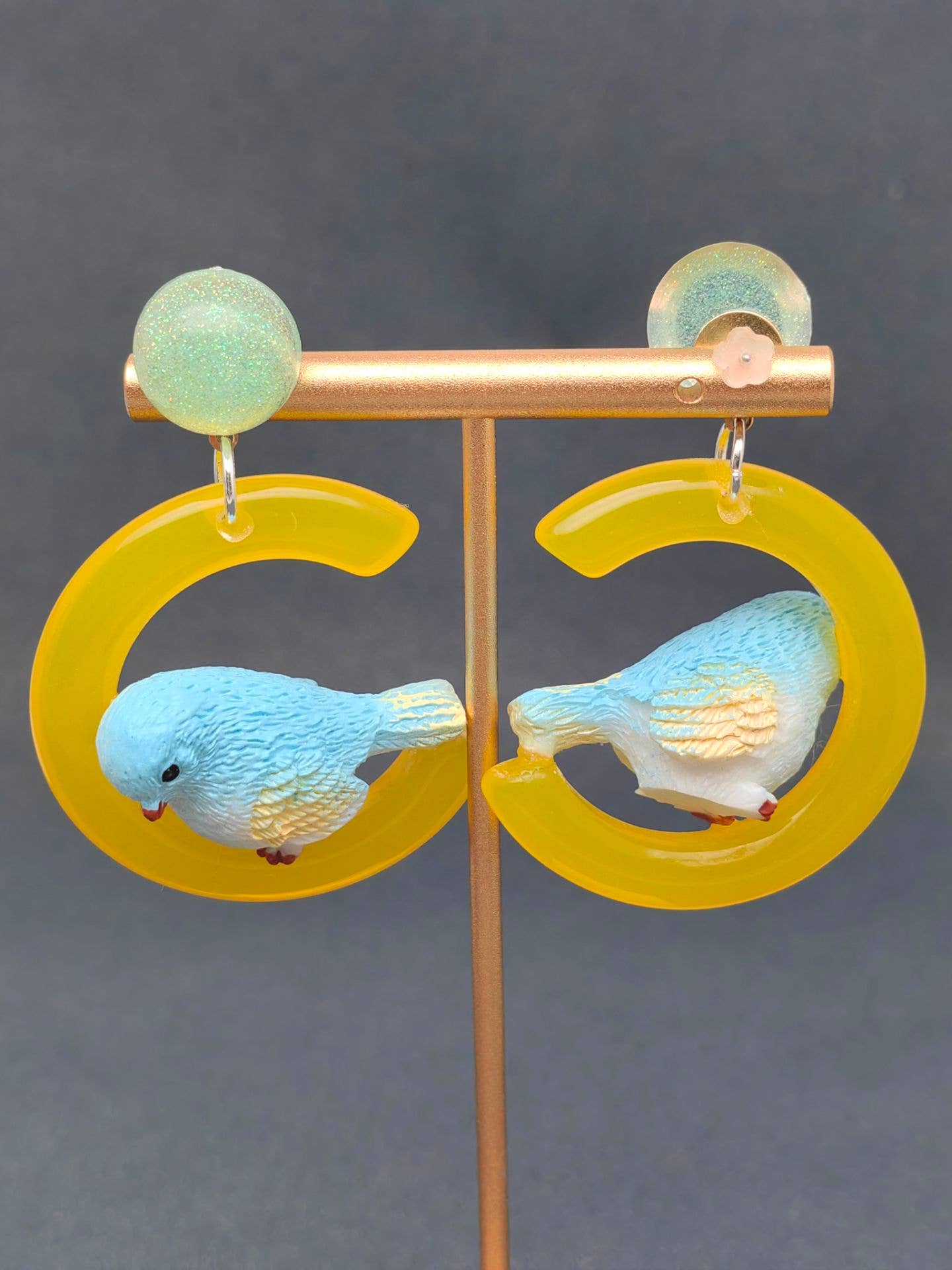 Earrings - Cute Resin Parrot Bird Post Earrings: clip style