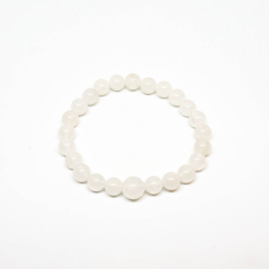 White Jade Beaded Bracelet - Wrist Mala - 8mm