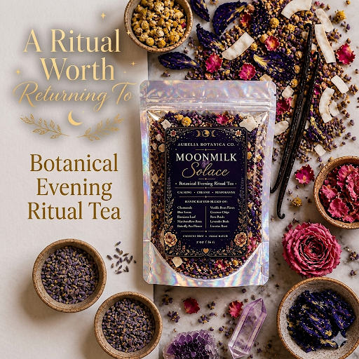Moonmilk Solace Ritual Tea | Blue Lotus & Damiana | Nighttime Euphoria: Apothecary Jar