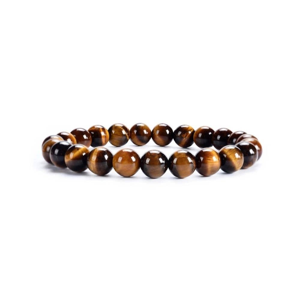 Energy Beads - 8mm Tigers Eye or Tiger Eye with Hematite - Beaded Bracelet