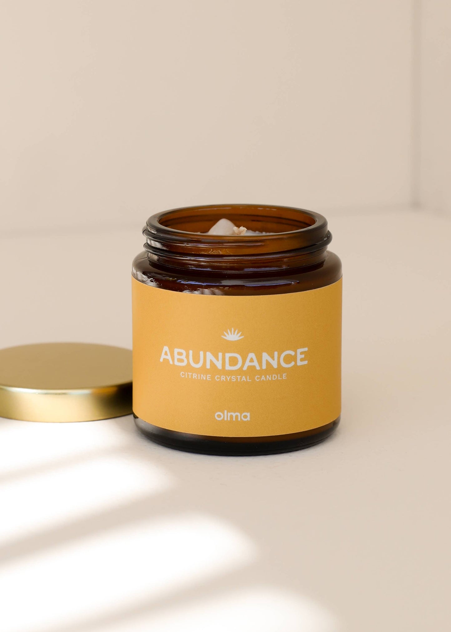 Abundance Intention Candle - Citrine Crystal - Amber: 9oz