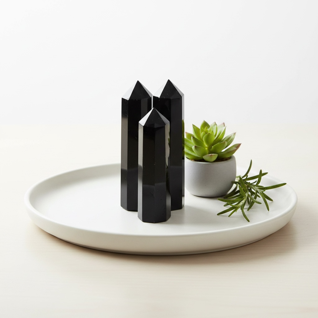Black Obsidian Tower Obelisks 8 Sided