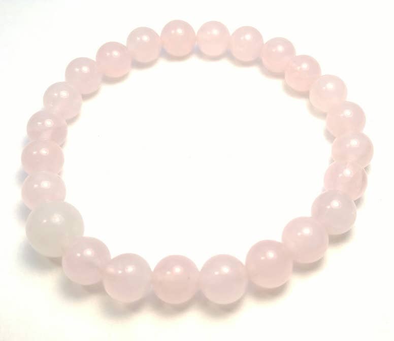 Beaded Bracelet 12.50 - Longer Length Rose Quartz 8mm