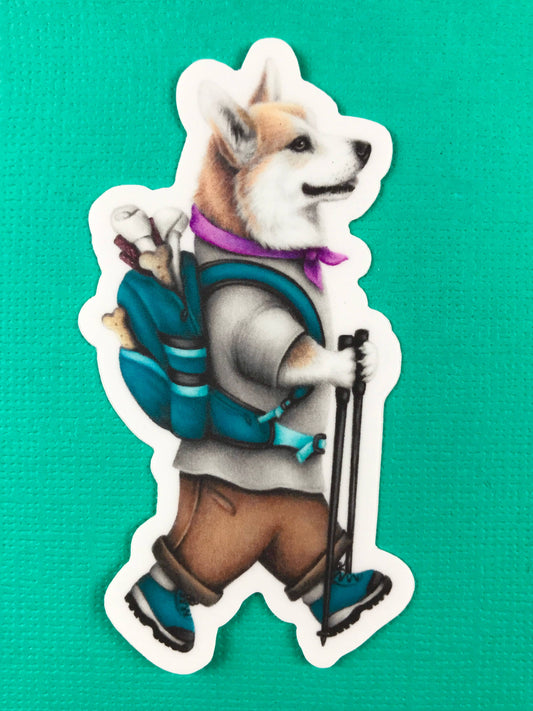 Stickers- Abundance Illustration- Corgi Hiking