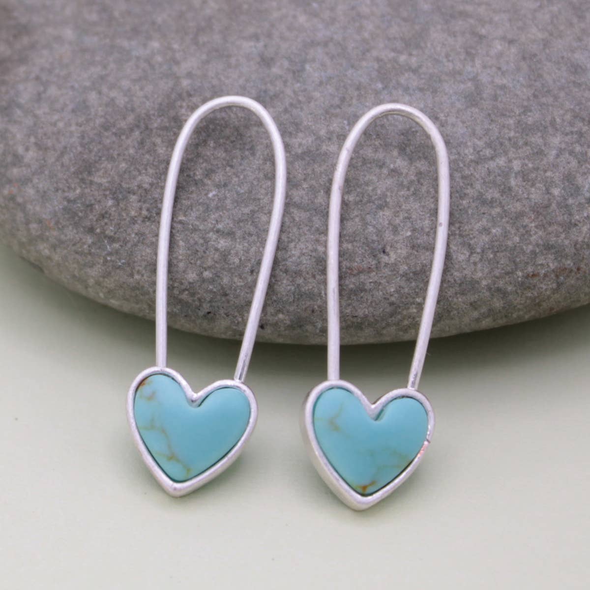 Heart Safety Pin Earring