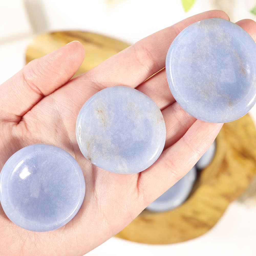 Angelite Worry Stone - Angelite Thumb Stones