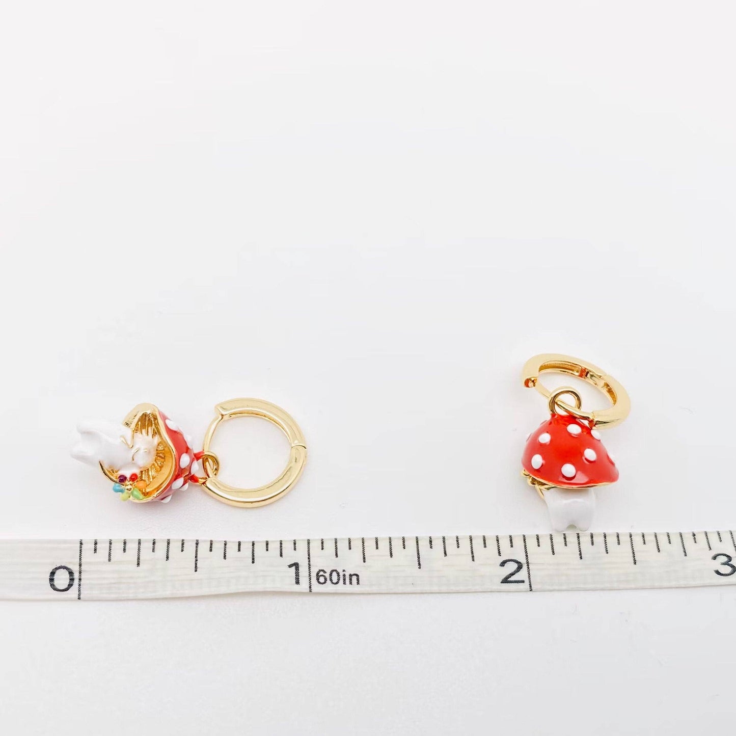 Earrings - 3D Enamel Cute Mushroom Huggie Hoop