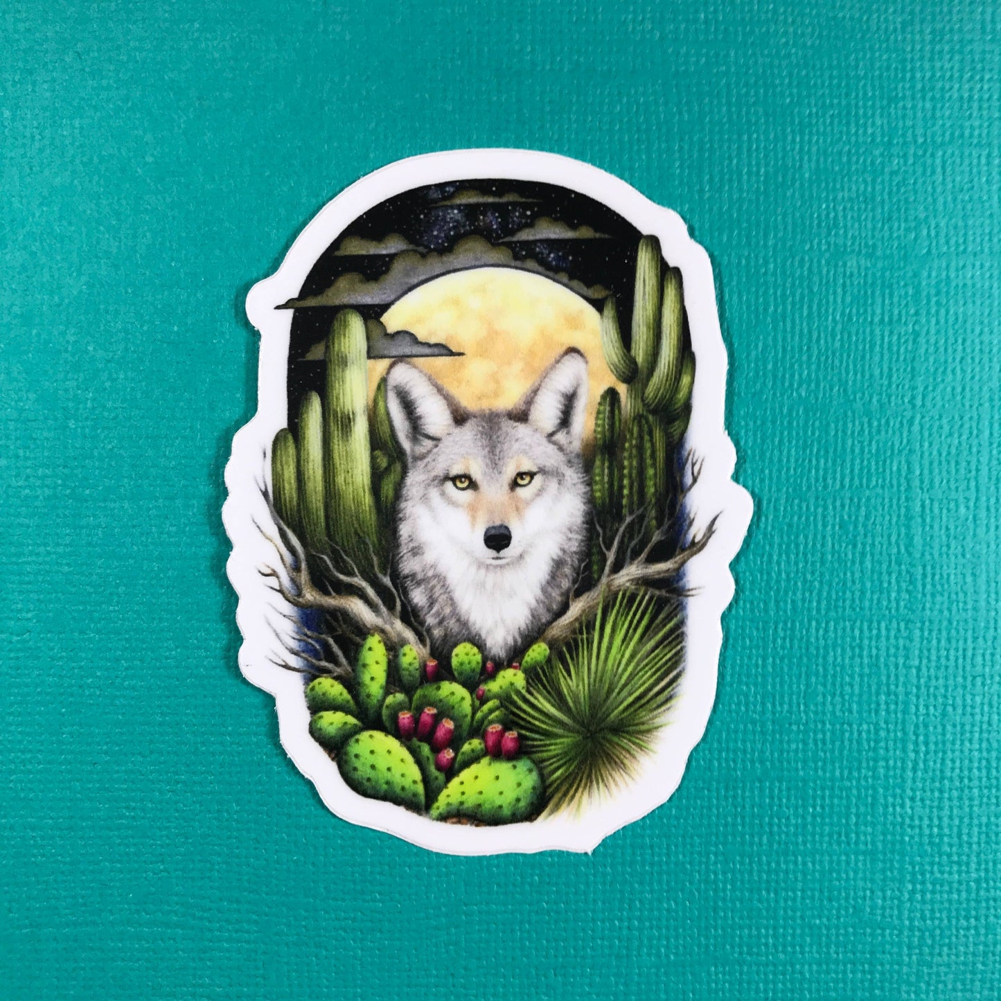 Stickers - Abundance Illustration - Coyote & Full Moon