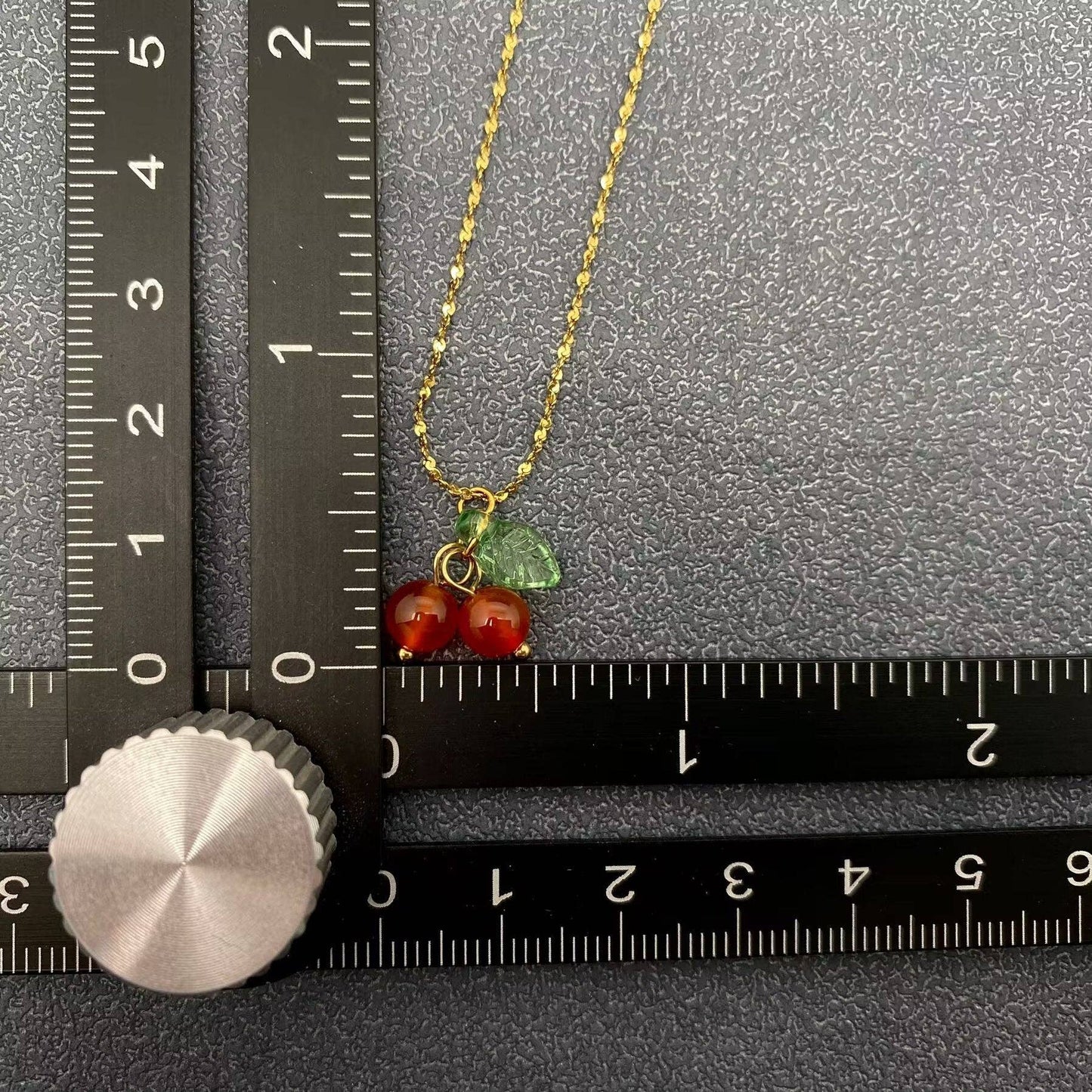 Carnelian Cherry Charm 18K Gold Plated S.Steel Necklace