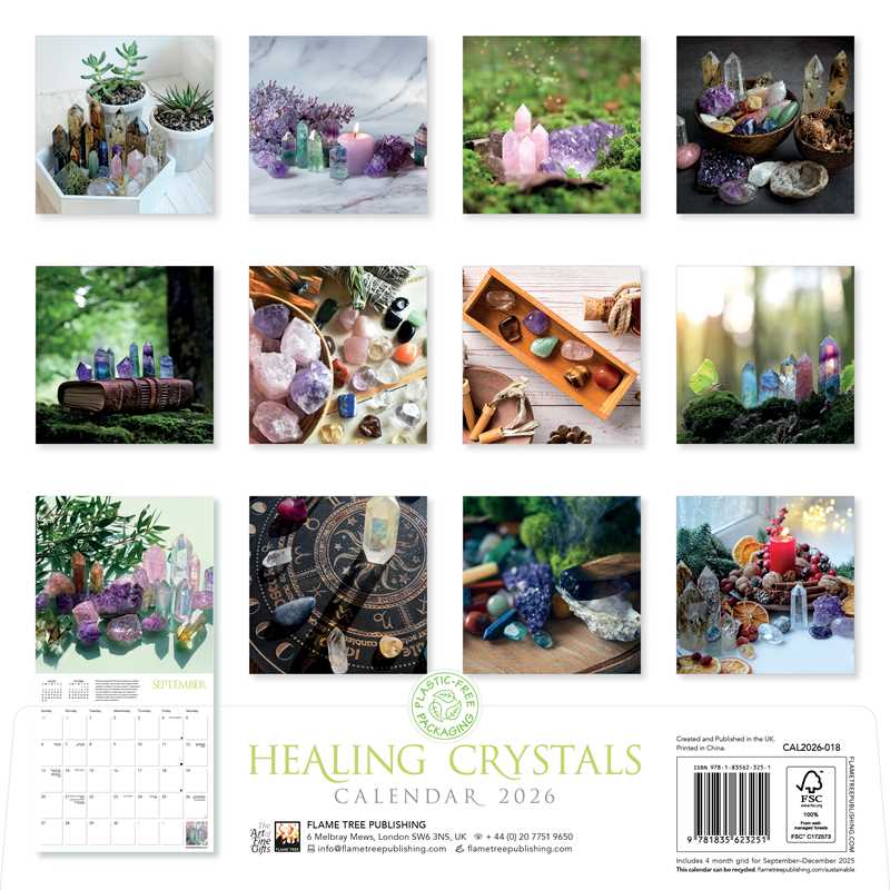 Healing Crystals Wall Calendar 2026
