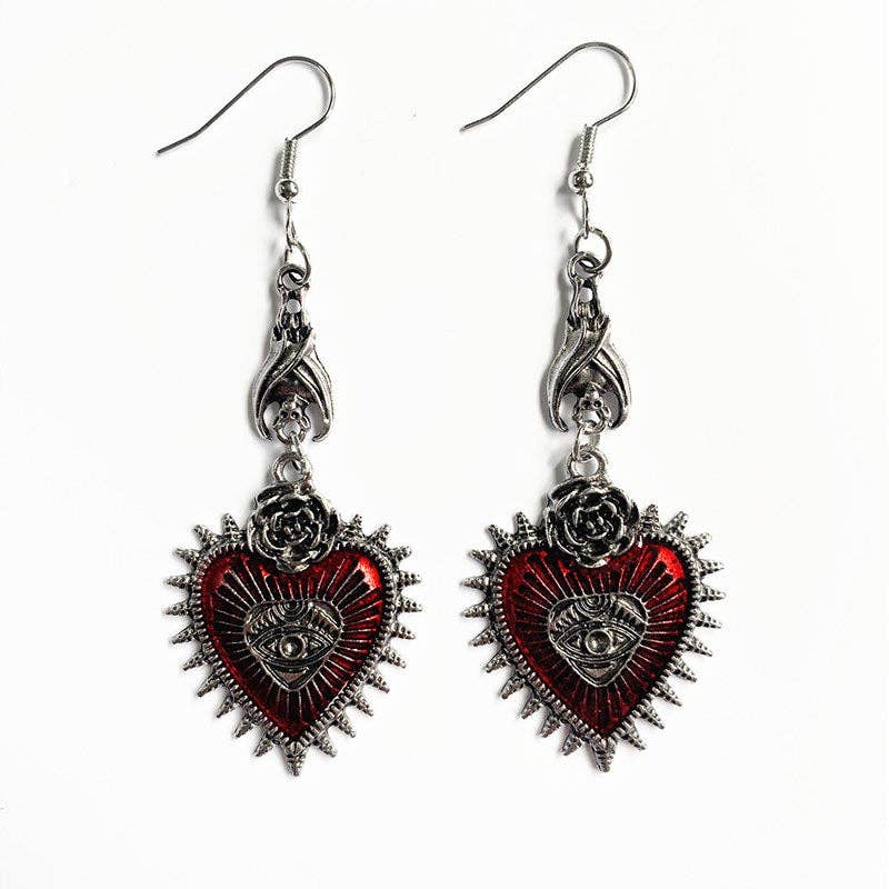 Earrings - Gothic Bat Heart