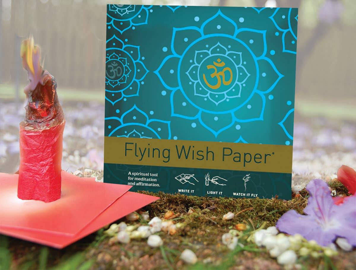 Flying Wish Paper - GOLDEN OM / Mini kit with 15 Wishes + accessories