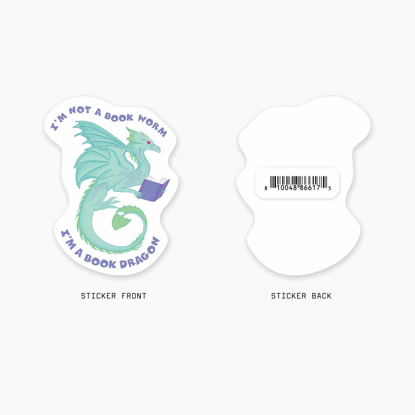 Book Dragon - 3" Art Sticker: No Barcode