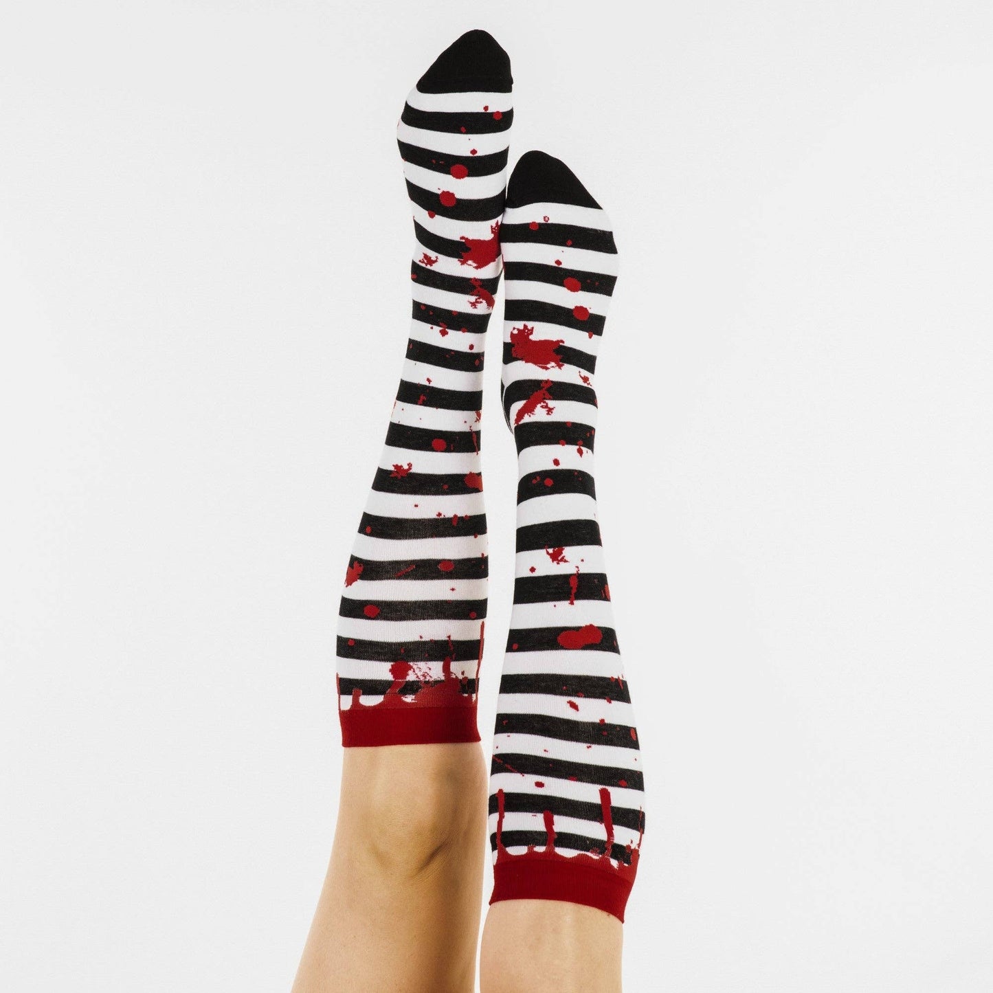 Socks - Foot Clothes - Sanguine Stripes Blood Spatter Knee High