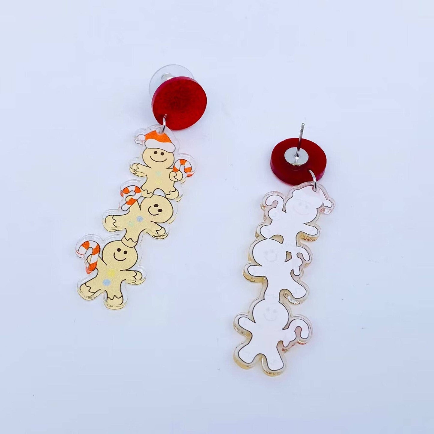Earrings - Holiday - Acrylic Three Gingerbread Man