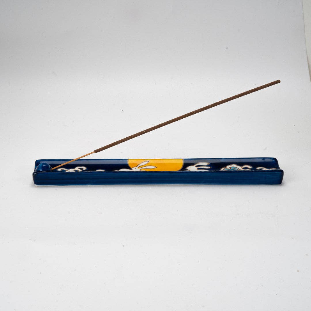 Hand Painted Ceramic Incense Holder - Moon Rabbit