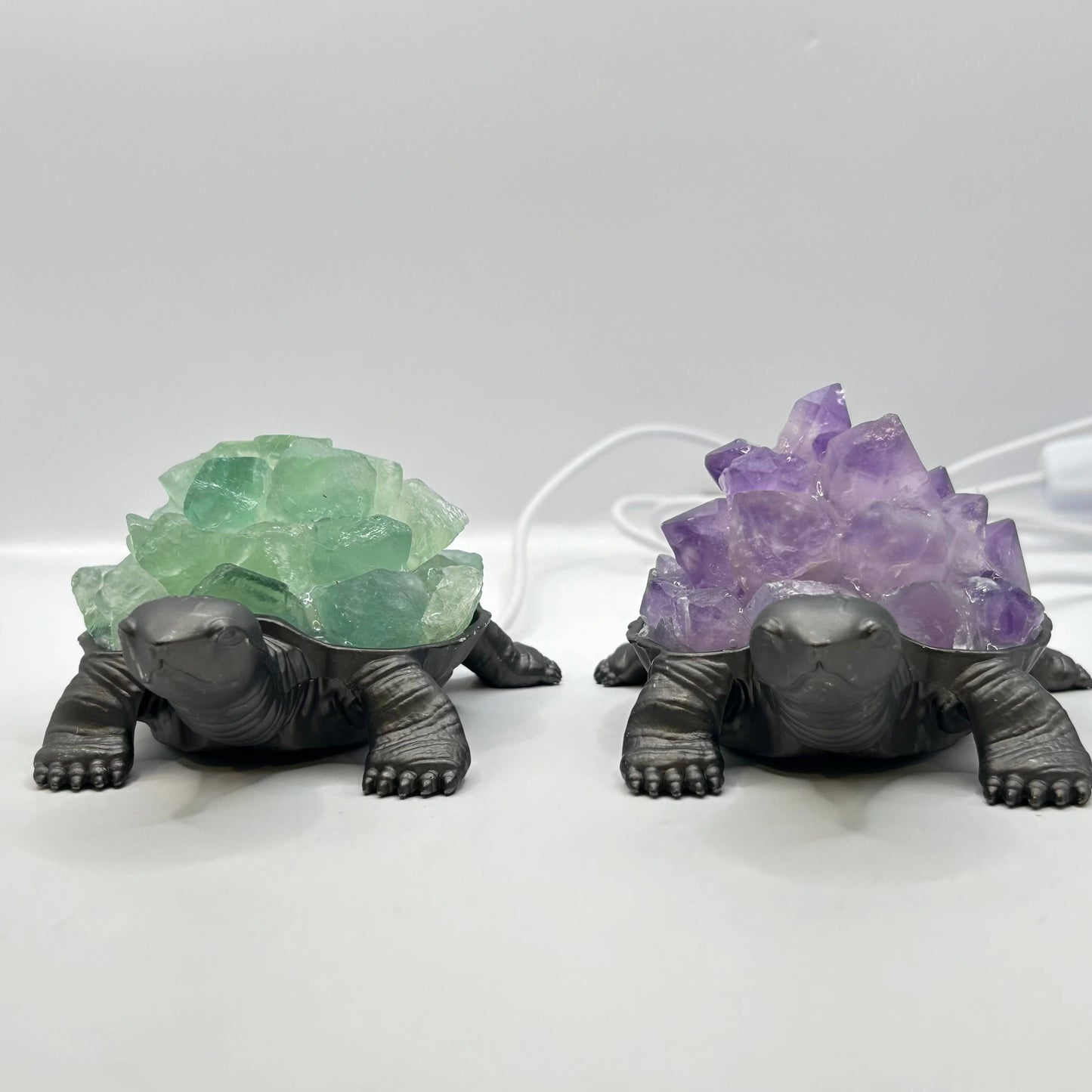 Turtle Gemstone Night Light : 4 Amethyst & 2 Fluorite