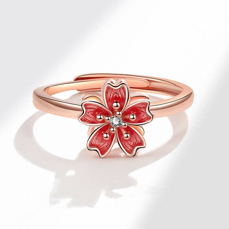 Peach Blossom Fidget Spinner Ring in 925 Sterling Silver: Solid Copper