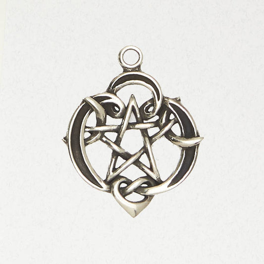 Wicca Pewter Pendant - Pentacle with Swirls