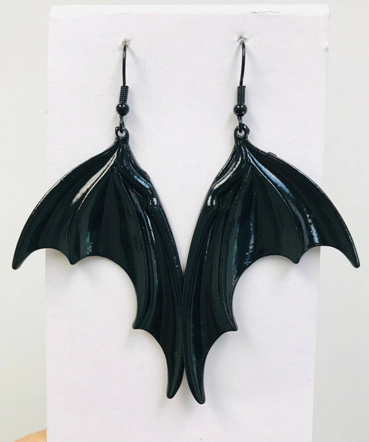 Earrings - Black Bat Wings