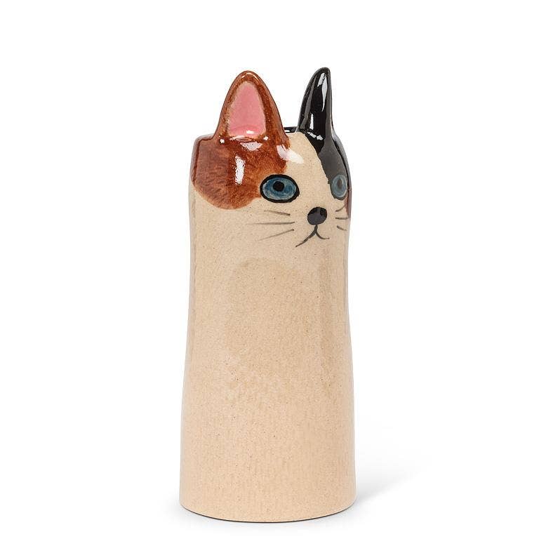 Skinny Cat Vase-6"H: Brown