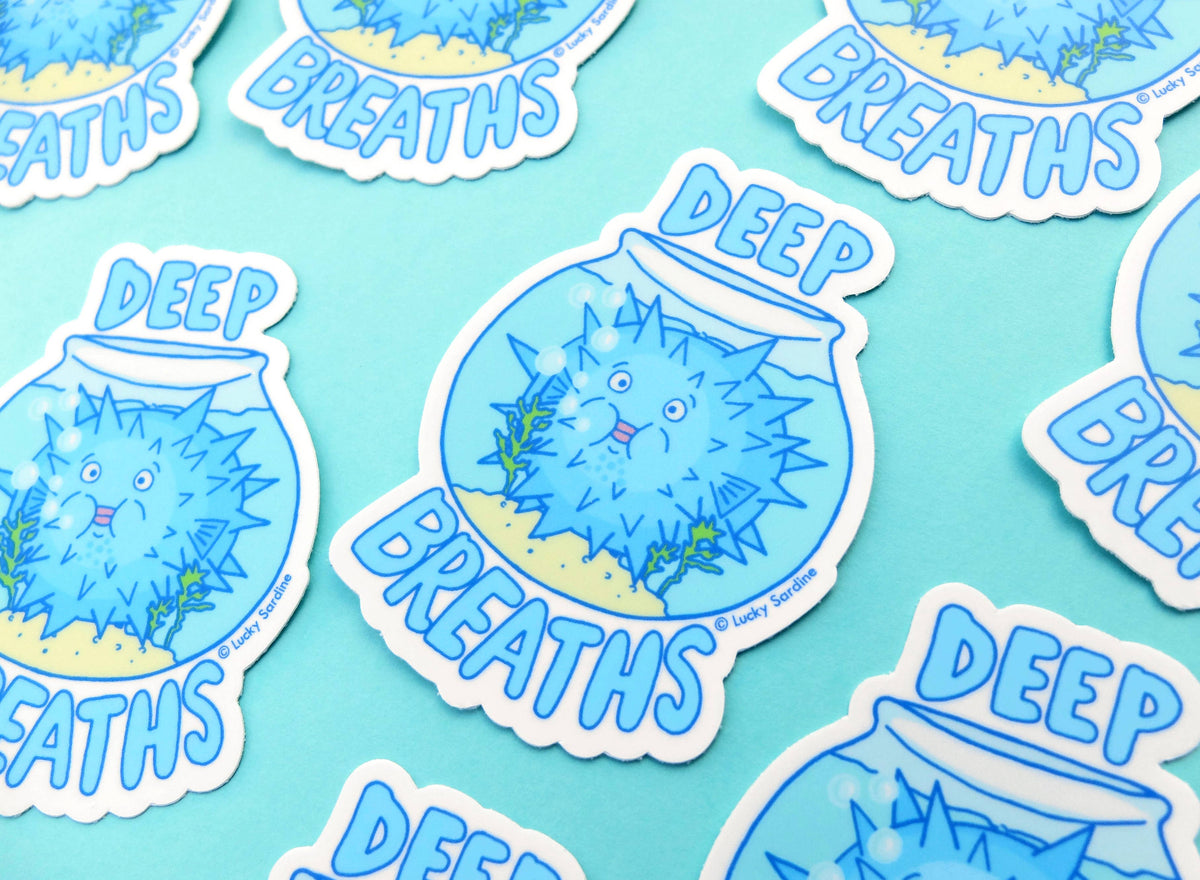 LS - Pufferfish Deep Breaths, Fish Bowl, Blowfish Vinyl Sticker
