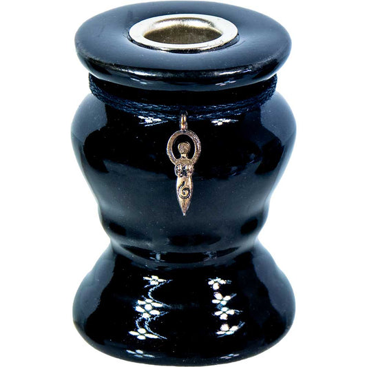 Ceramic Mini Candle Holder - Goddess Black