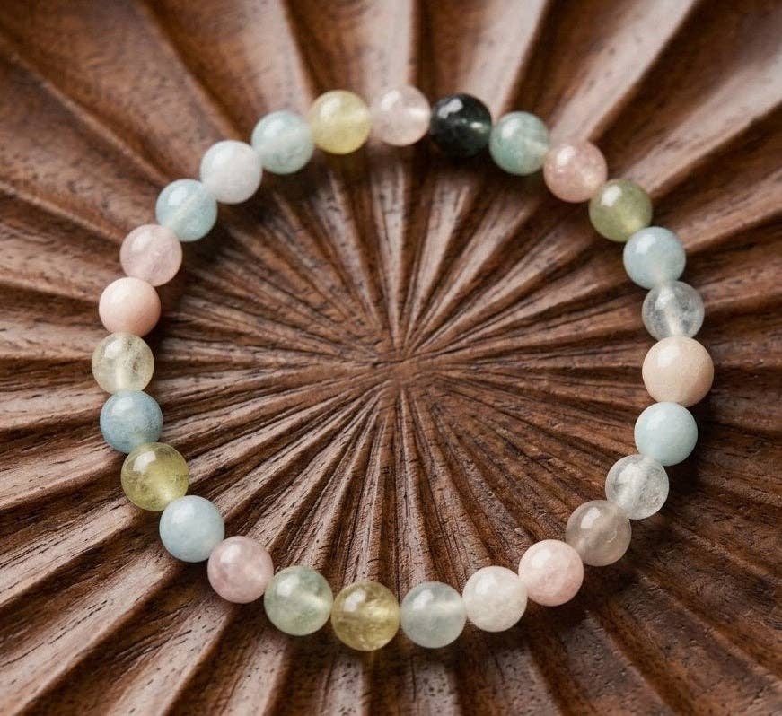 Morganite, Aquamarine & Heliodor Bracelet 6mm Average Wrists