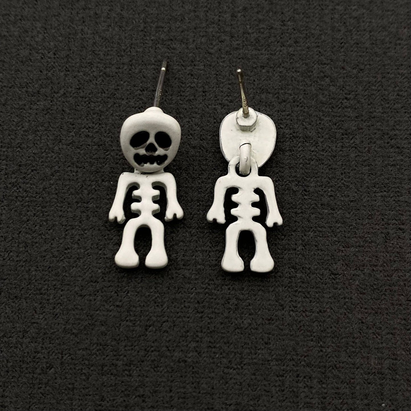 Earrings - White Skull Post