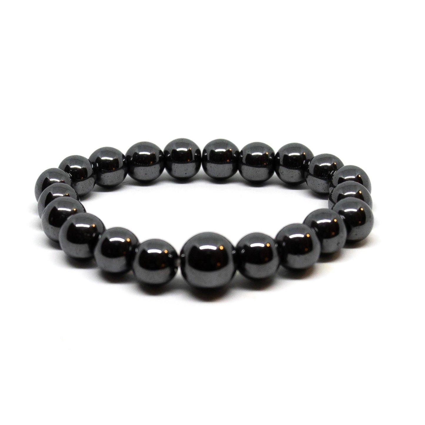Large Size Hematite Beaded Bracelet - Wrist Mala - 10mm