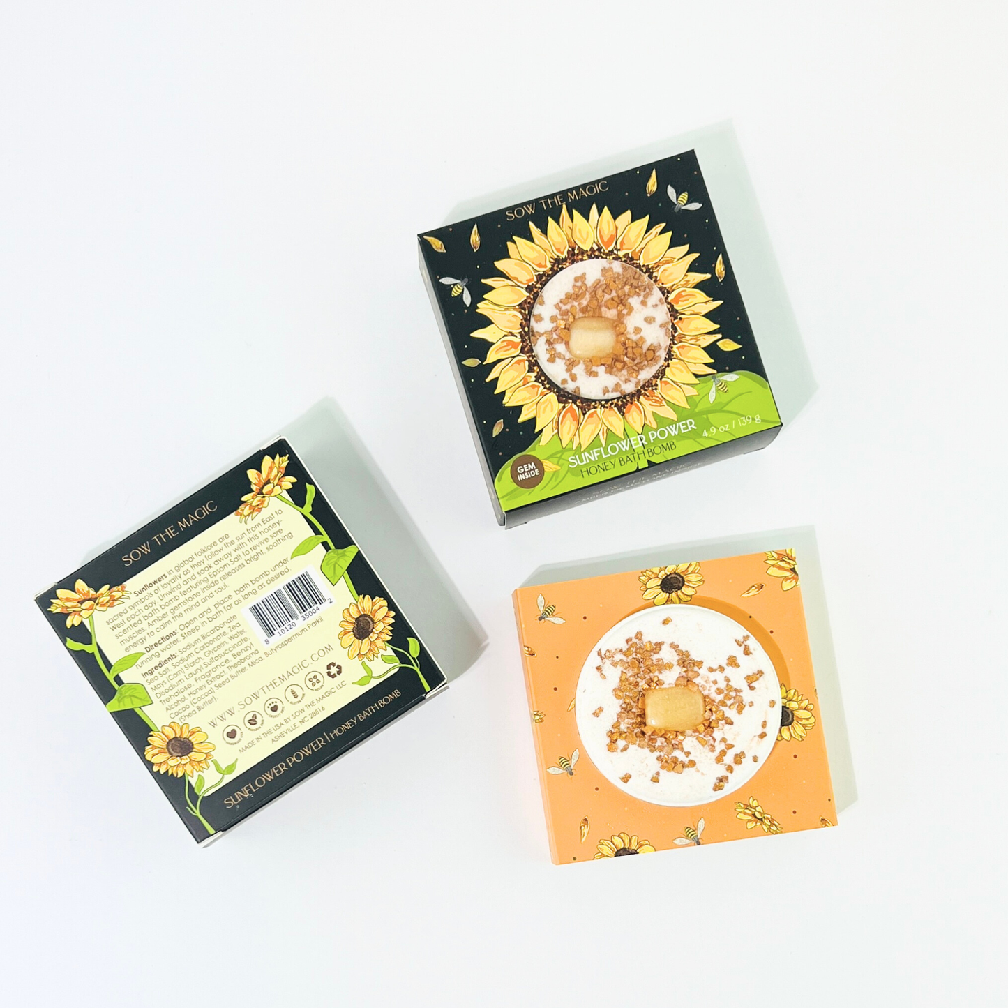 Sunflower Power Honey Bath Bomb with Amber *S