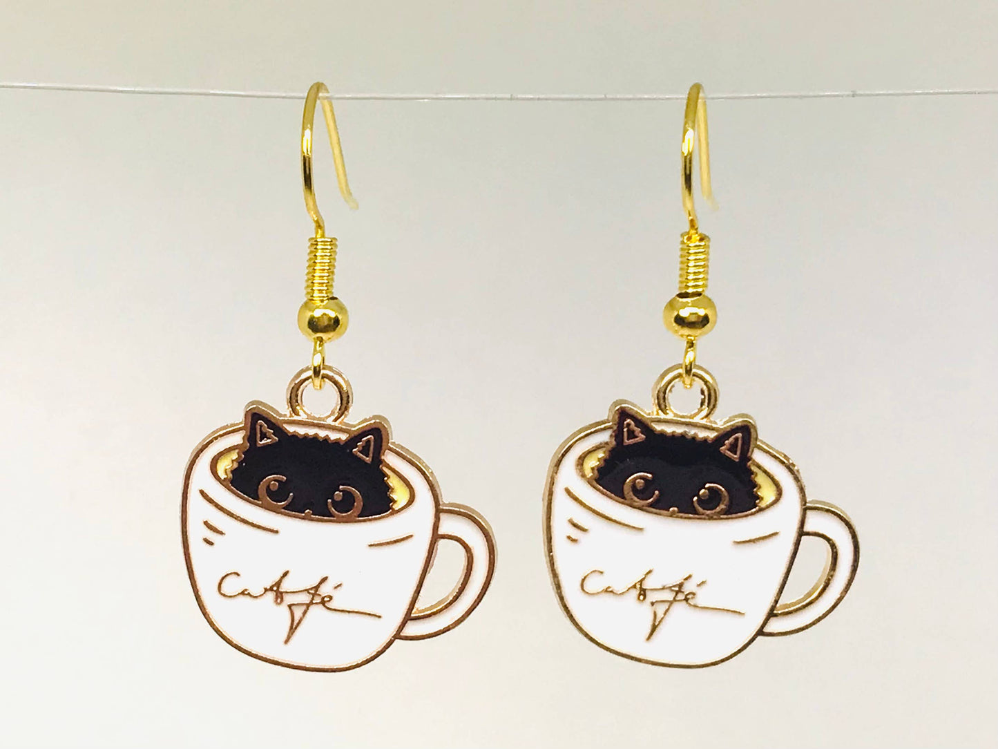 Earrings - Coffee Cat