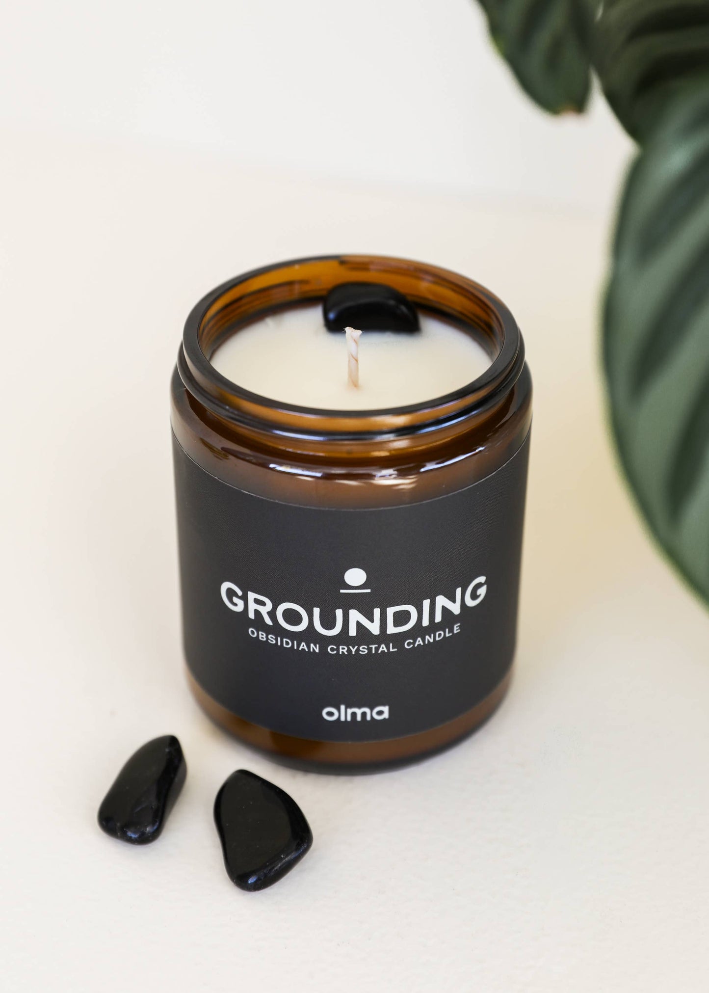 Grounding Intention Candle - Obsidian Crystal - Amber: 9oz