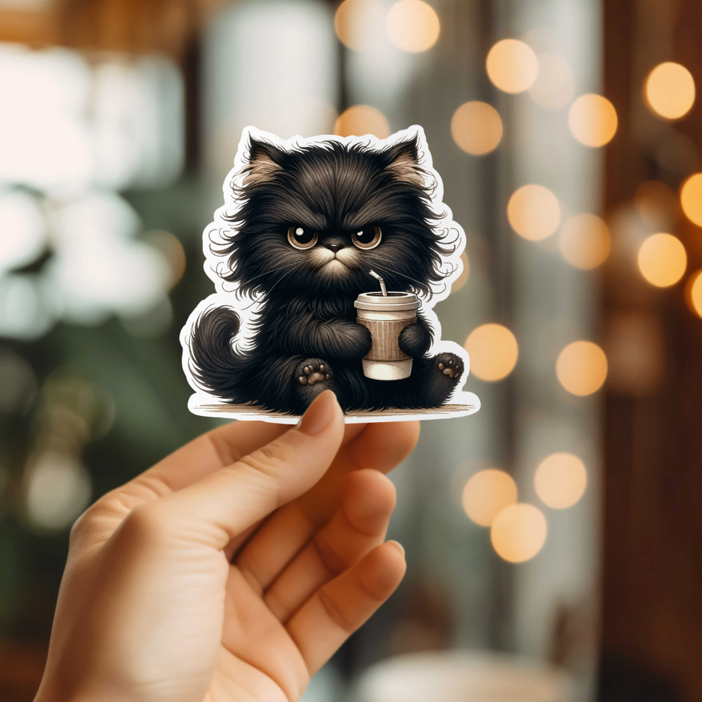 Sticker MMT - Grumpy Coffee Cat Vinyl