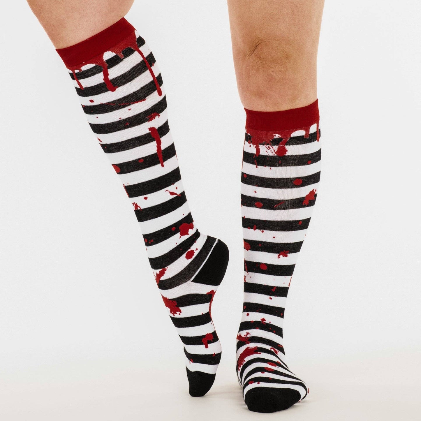 Socks - Foot Clothes - Sanguine Stripes Blood Spatter Knee High