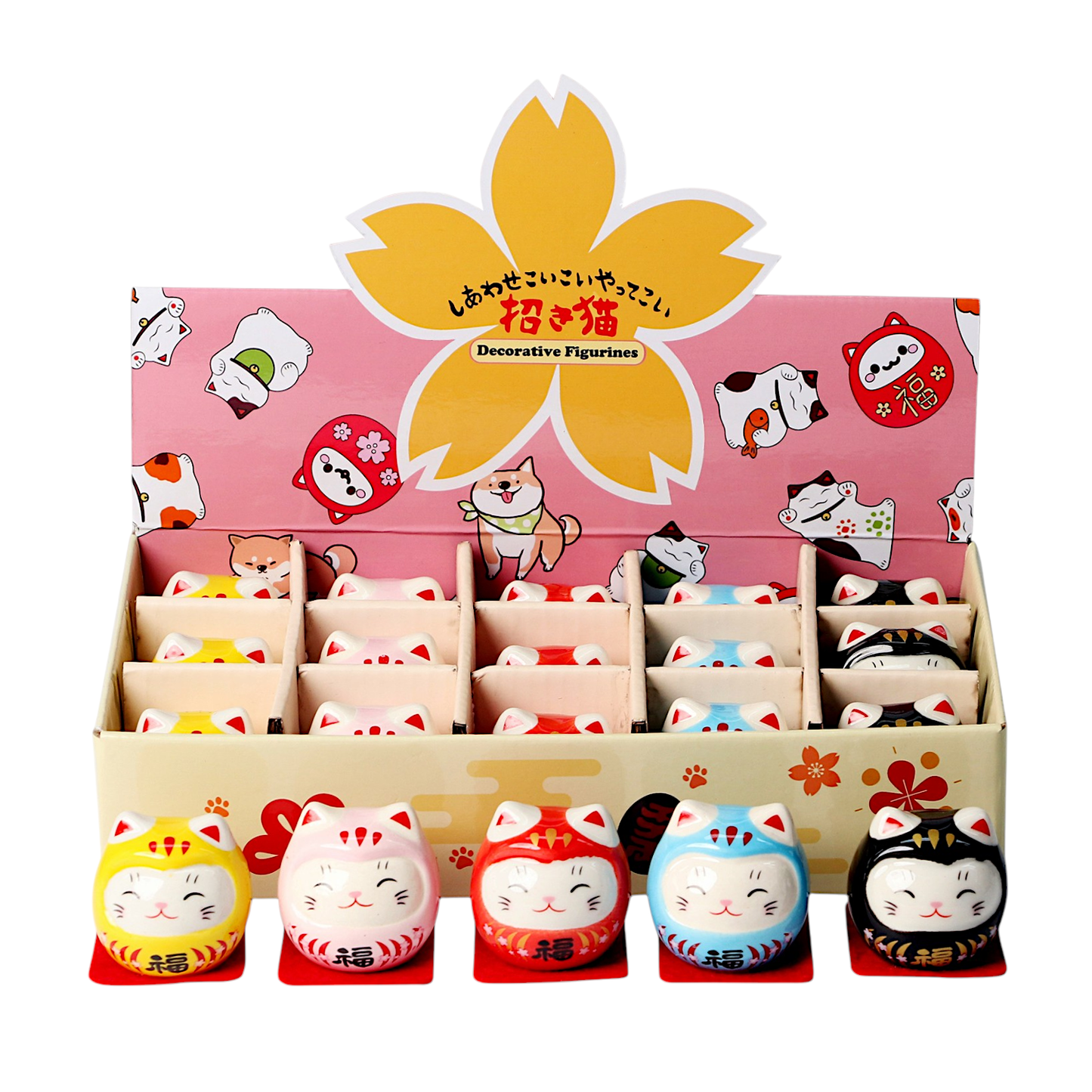 Small Daruma Cat Figurines 2.5 Inch