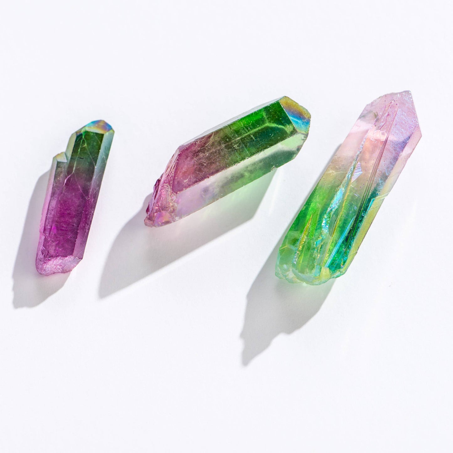 Pink-Green Ombre Quartz Crystal Points- 36 pcs, 1"- 2.5"