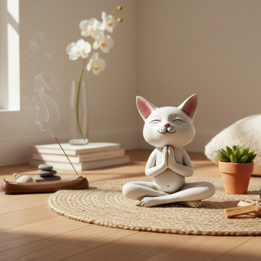 Zen Cat Meditation Figurine