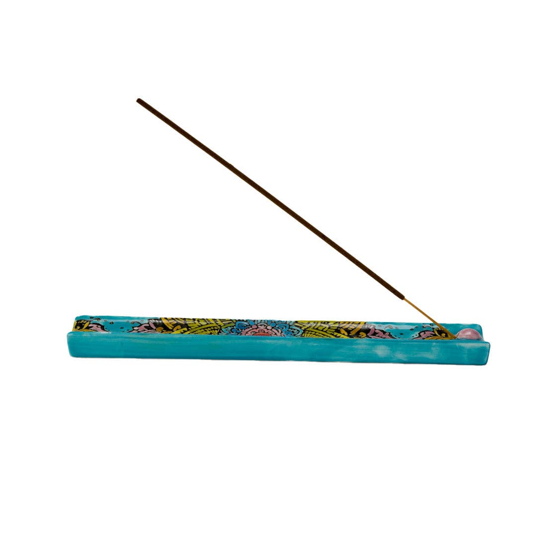 Handpainted Ceramic Incense Holder - Mandala
