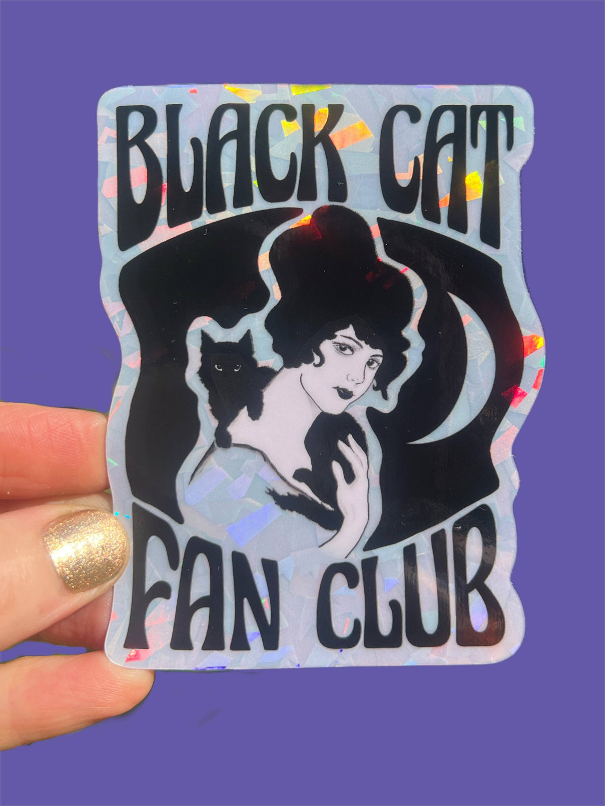 Sticker AW - Black Cat Fan Club 3 Inch Holographic Sticker