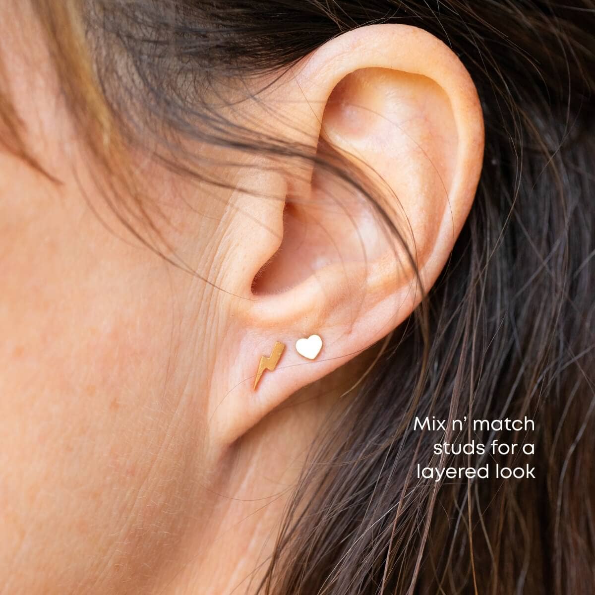 Gold Heart Stud Earrings & Rose Quartz Bowl Gift Set