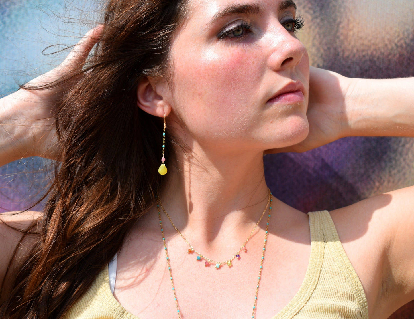 Color Bird Multicolor Dainty Gemstone Fringe Necklace