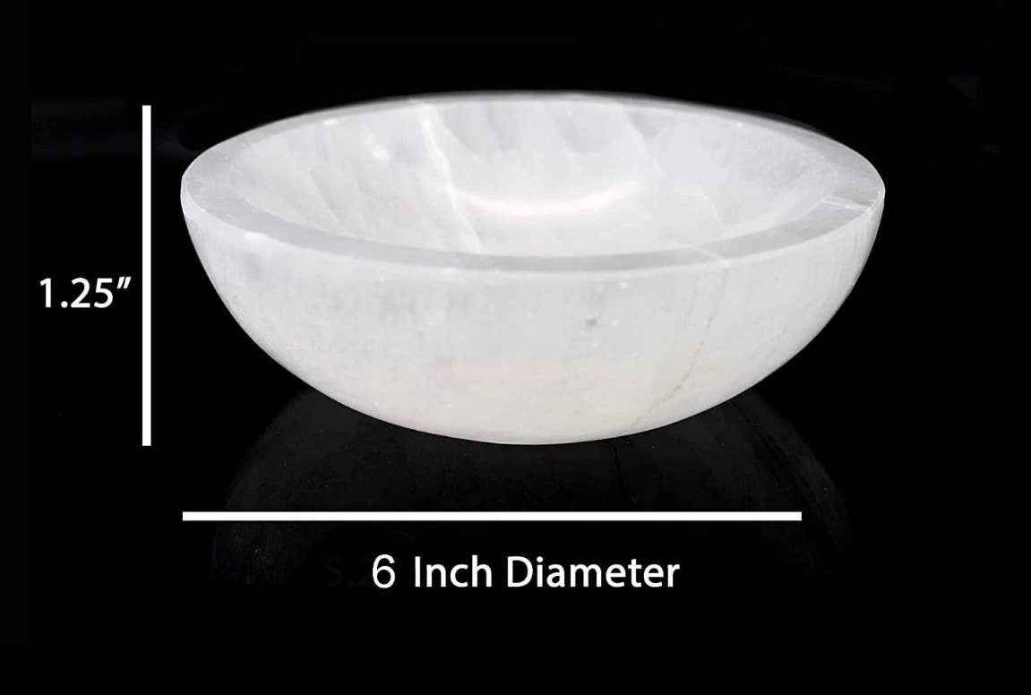 Selenite Bowl Round 6cm and 8cm White: 6cm