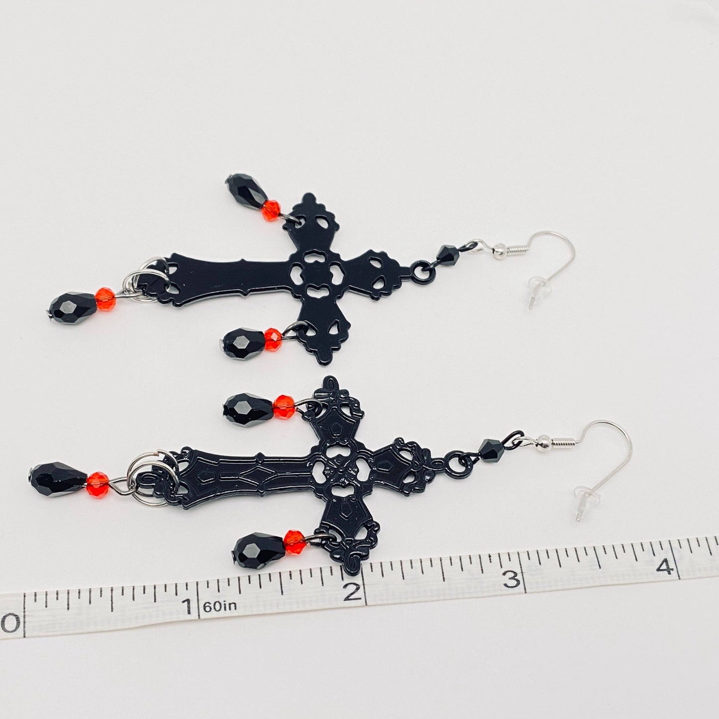 Gothic Diablo Cross Earrings - GT: Black
