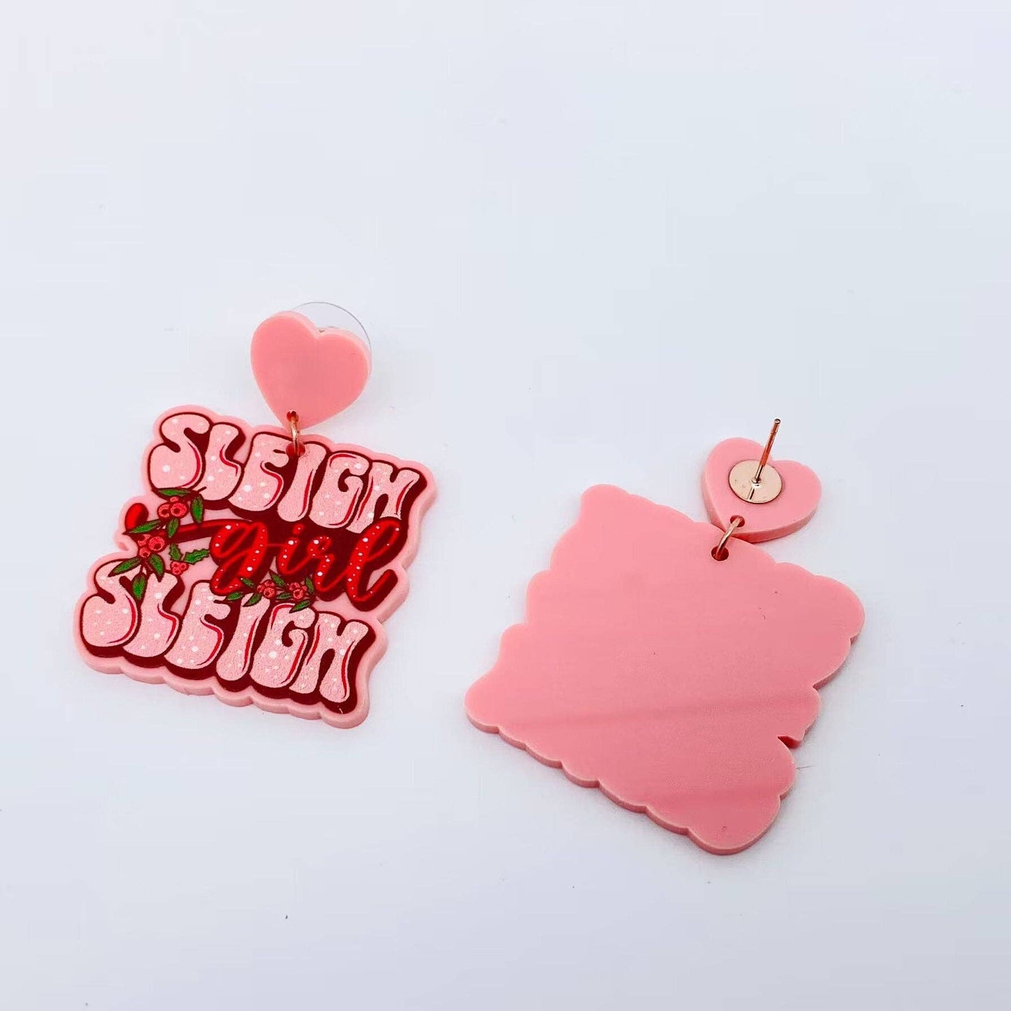 Earrings - Holiday - "Sleigh Girl" Heart