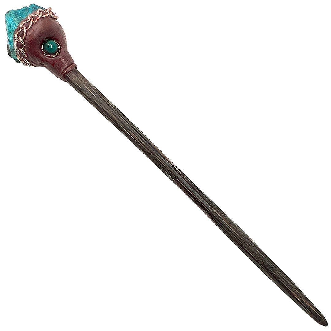 Wooden Hair Sticks - Natural Raw Stone