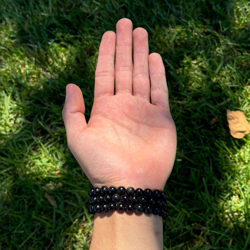 Energy Beads - 8mm Black Onyx - Beaded Bracelet -