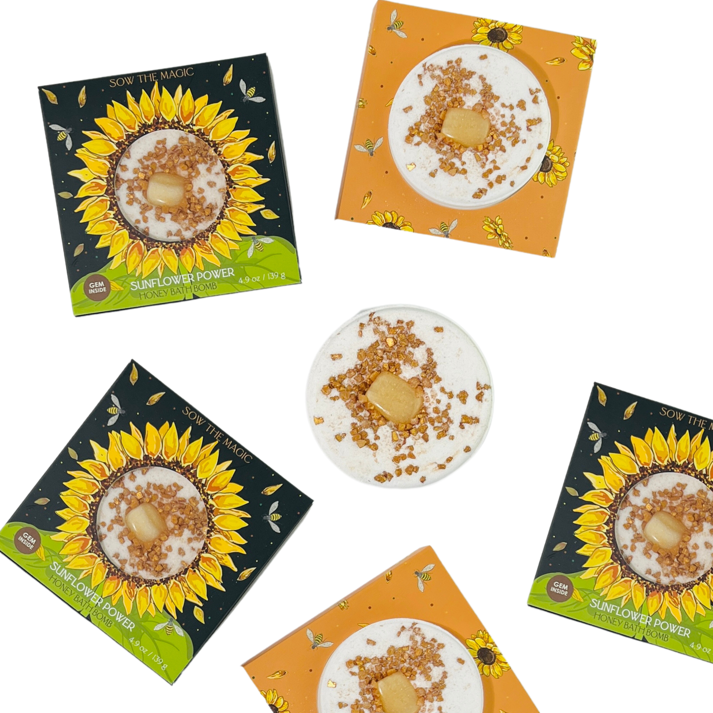 Sunflower Power Honey Bath Bomb with Amber *S