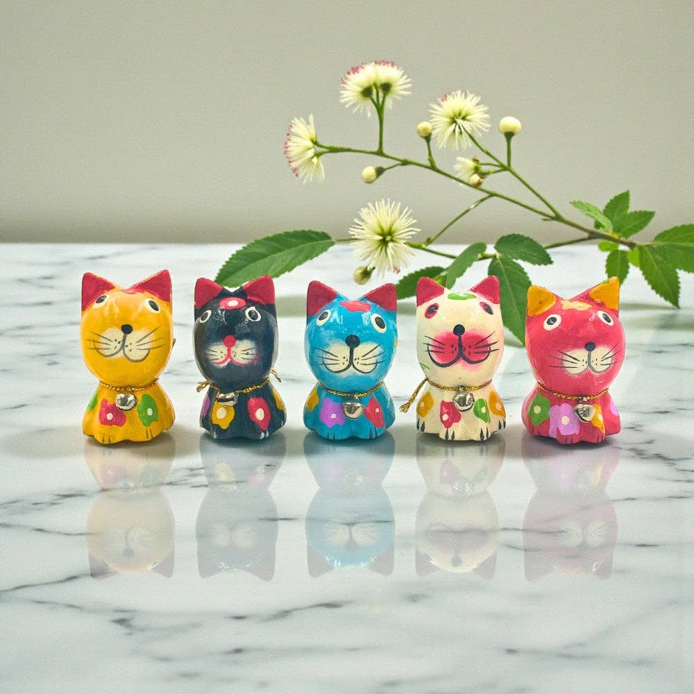 Wood Cat Figurines
