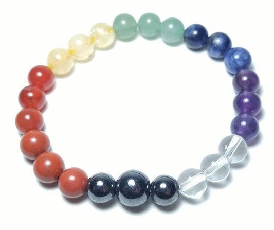 Real Gemstone Chakra Beaded Bracelet - Wrist Mala - 8mm